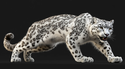 The snow leopard stands in royal dignity, the royal seat of the snow leopard, the king snow leopard on the white peak, the royal snow leopard is resting, the snow king in a royal pose