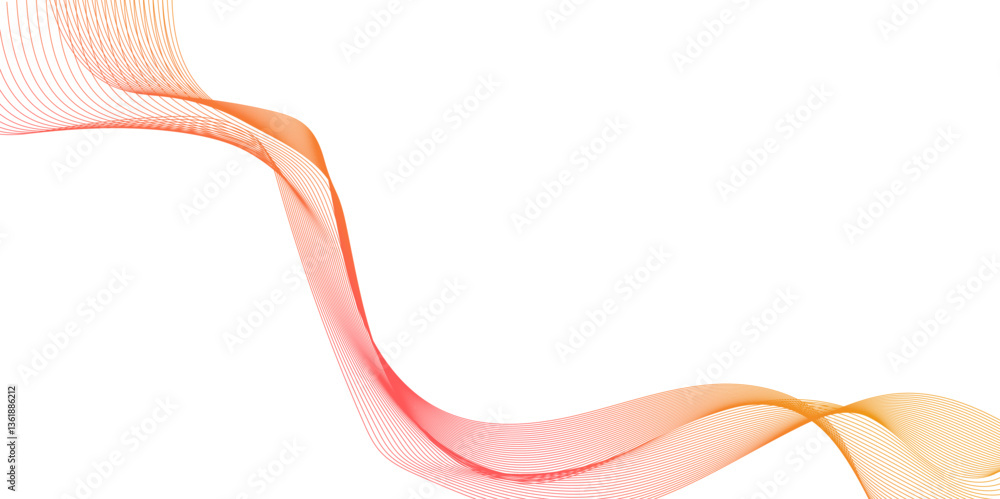 Fototapete abstract background with dynamic orange waves lines, movement of orange smoke abstract orange smoke abstract on white background, gracefully flowing in a wave line pattern.