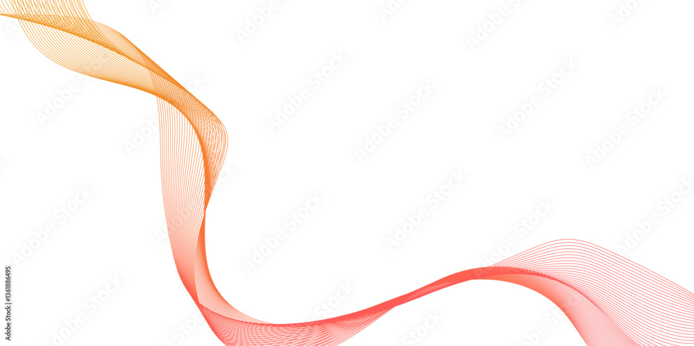 Fototapete abstract background with dynamic orange waves lines, movement of orange smoke abstract orange smoke abstract on white background, gracefully flowing in a wave line pattern.