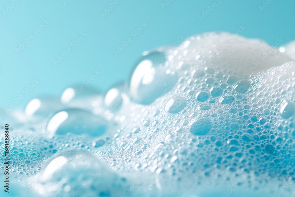 Aufkleber soft foam bubbles create a tranquil blue surface in a serene setting for relaxation and cleansing ro