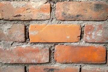 Obraz premium Classic red brick wall showcasing rustic texture and earthy tones in a historic building setting