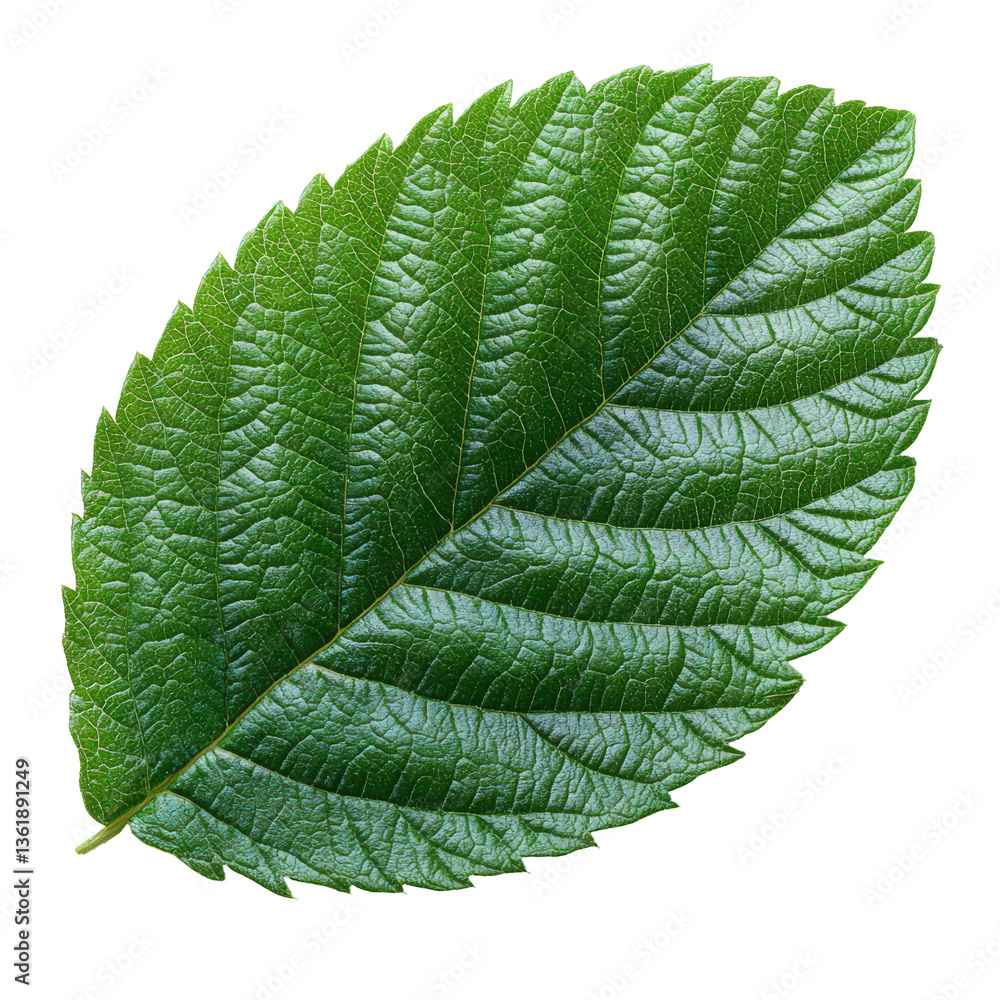 Poster detailed green leaf macro against black backdrop showcasing natural texture and pattern isolated on 
