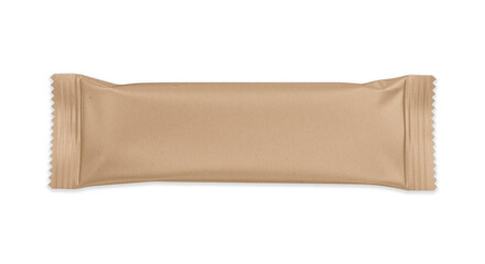 Snack bar packaging mockup on isolated white background, blank mock up template of flow pack, 3d illustration.