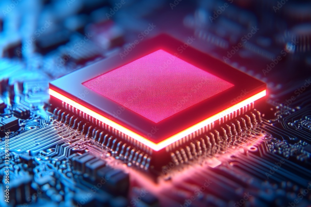 Leinwandbilder close-up of a vibrant microprocessor showcasing detailed circuitry and design in a futuristic settin