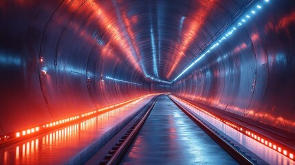 Fototapeta premium Neon Tunnel: A Futuristic Subway Journey