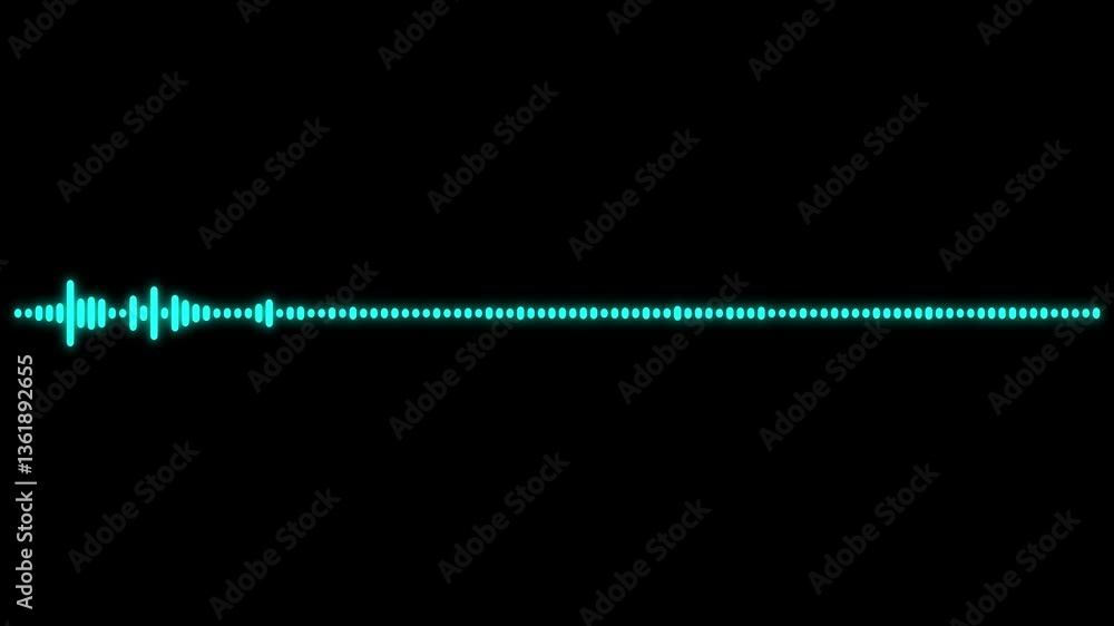 Poster digital audio waveform spectrum, sound analyzer animation isolated on black background