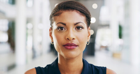 African, confident and woman with business for portrait as secretary, corporate worker or...