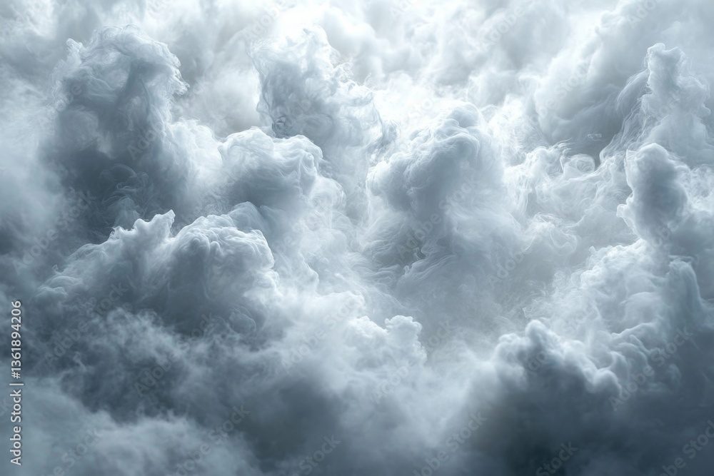 Poster cumulus clouds swirl dramatically in the sky during a cloudy afternoon, creating a stunning atmosphe