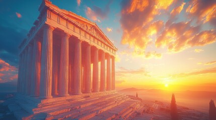 Obraz premium Ancient temple at sunrise