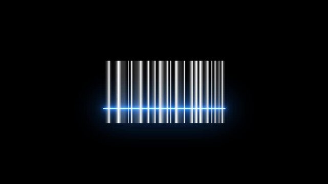 Barcode scan with a laser beam barcode scanner animation isolated on black background