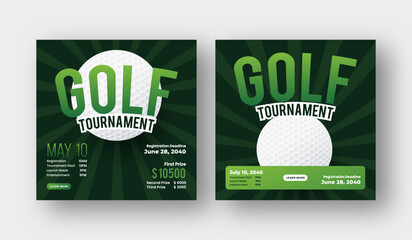 Golf tournament social media post template, annual sports tournament event golf web banner square template