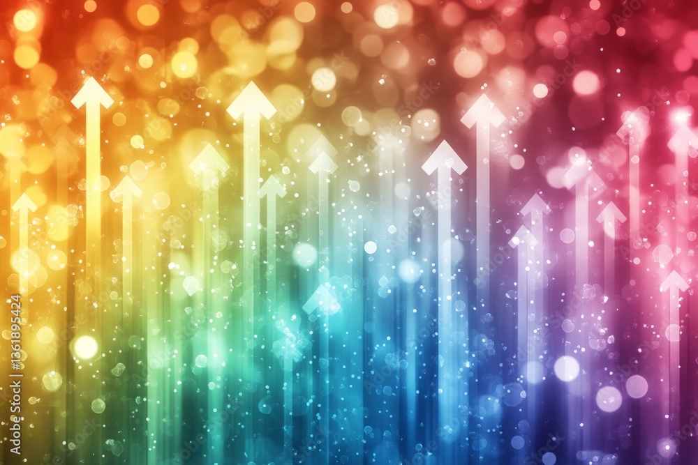 Leinwandbilder colorful abstract background with upward arrows and bokeh effects creating a vibrant atmosphere in a
