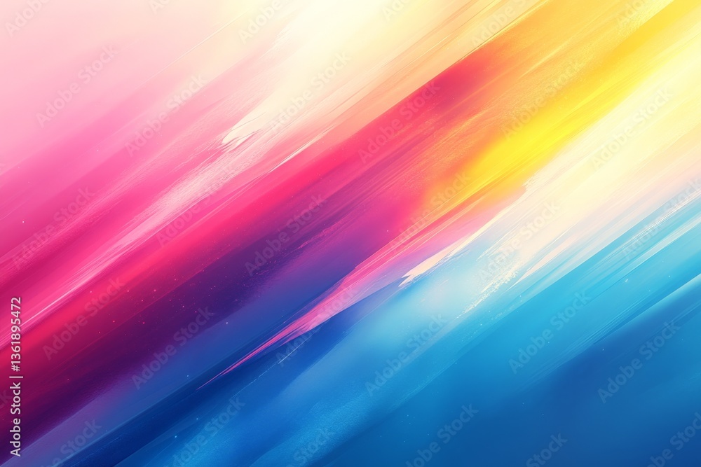 Poster vibrant abstract painting featuring blending colors in dynamic brush strokes