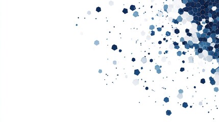 Abstract hexagonal shapes scattering, graphic design element