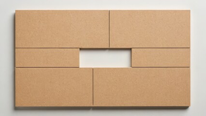 Cork panels arranged with a central gap, ideal for creative design projects and backgrounds