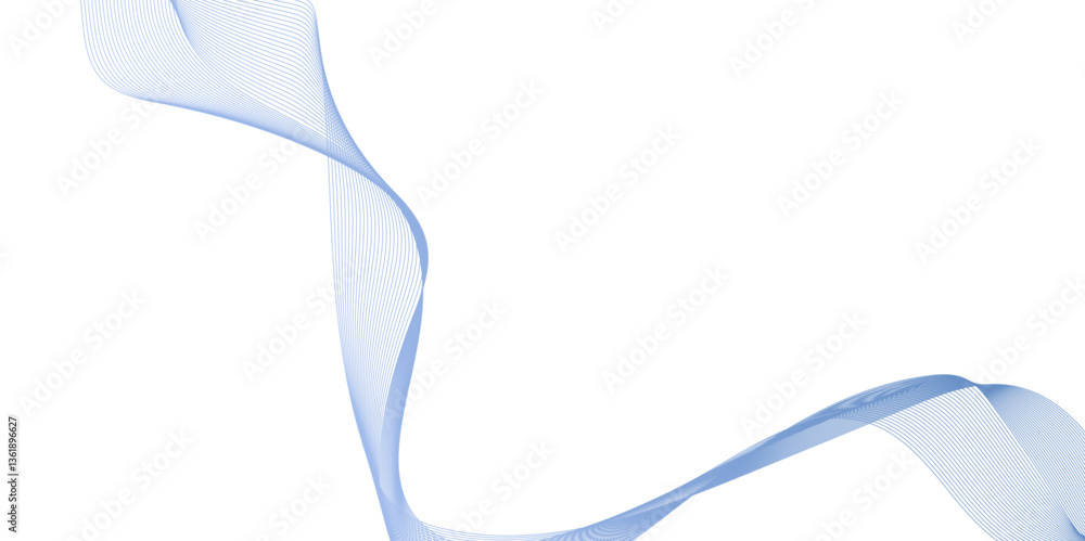 Poster abstract vector background with blue wavy lines, modern and curved seamless wavy flowing wave lines 