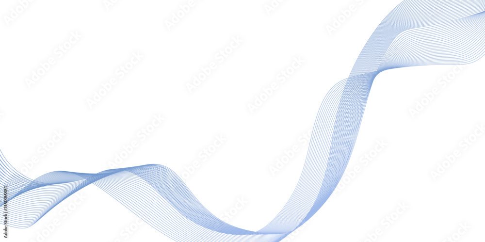 Poster abstract vector background with blue wavy lines, modern and curved seamless wavy flowing wave lines 