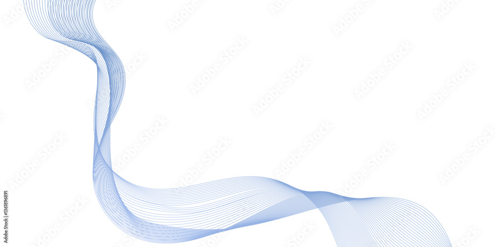 Poster abstract vector background with blue wavy lines, modern and curved seamless wavy flowing wave lines 