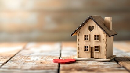 Charming wooden house with heart detail, symbolizing home, love, and security