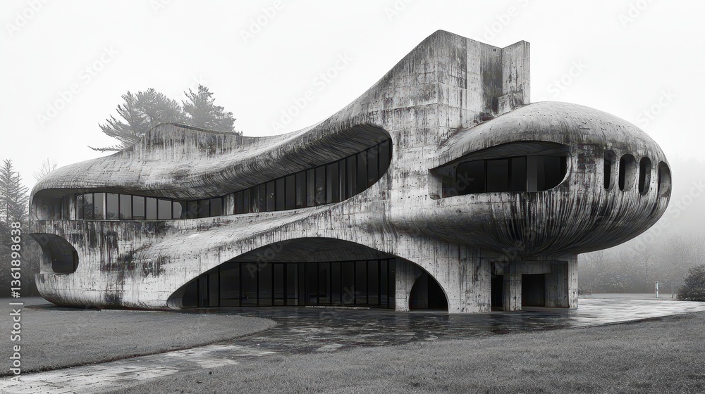 Poster a remarkable and unique architectural structure of concrete material