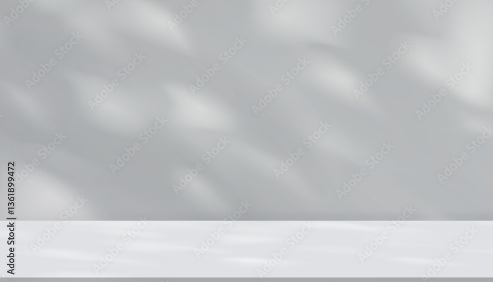 Poster background white wall studio room with light,shadow on table top,grey backdrop for spring,summer pro