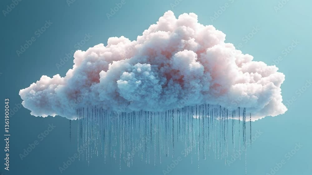 Poster ethereal digital cloud in motion with cascading particles for serene and futuristic experience