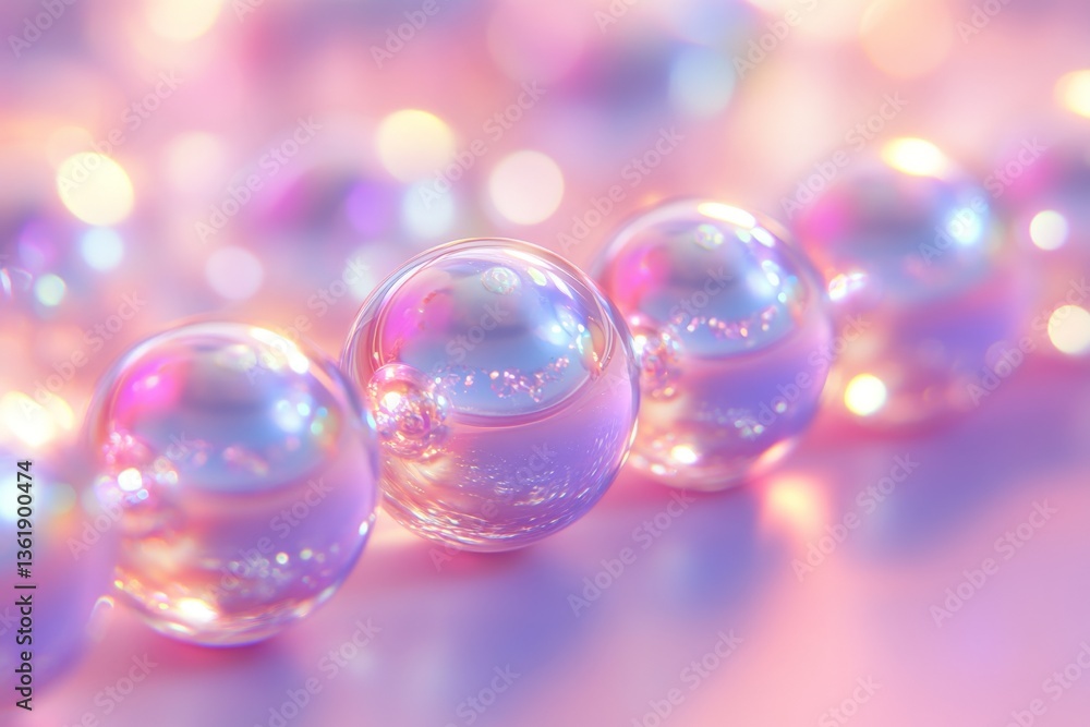 Aufkleber Colorful translucent spheres create an enchanting abstract pattern in soft pastel tones