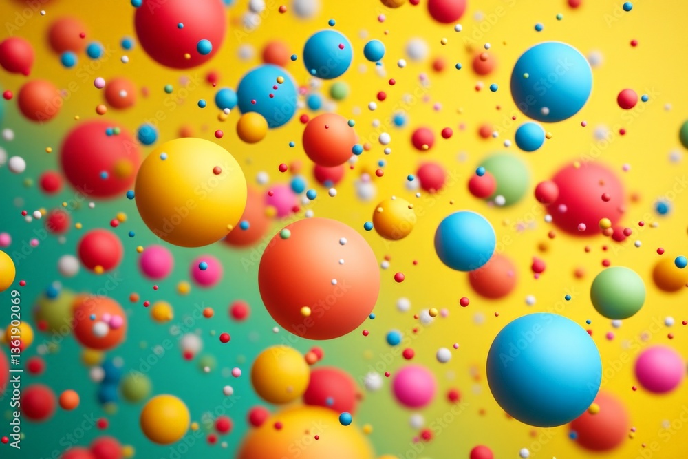 Poster colorful spheres floating in vibrant atmosphere create a lively visual experience in abstract art
