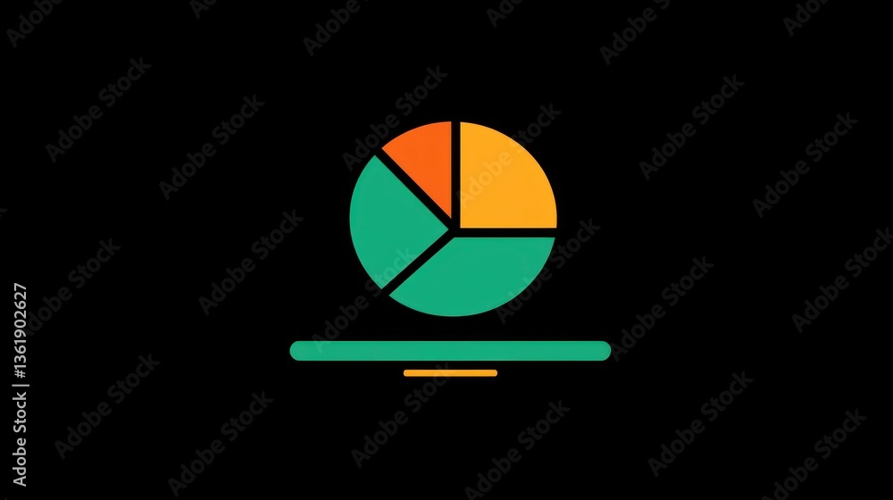 Poster pie chart graphic on black background. use data visualization