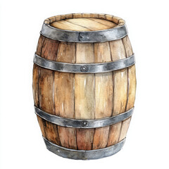 Obraz premium A wooden barrel with a metal band around it
