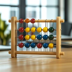A Colorful Wooden Abacus Sits Serene in Office of excellence in splendor beyond compare with grace