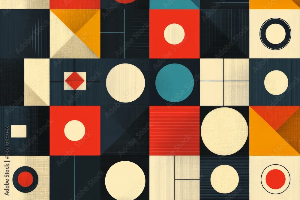 Fototapete Colorful geometric shapes create a vibrant abstract pattern in a modern design