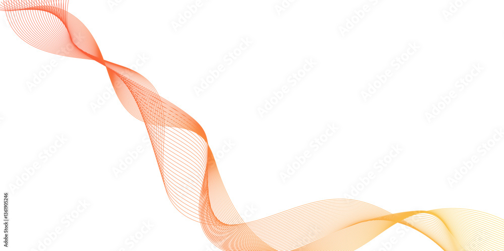 Fototapete abstract orange gold lines flowing across a white background in a smooth, wave like design, abstract