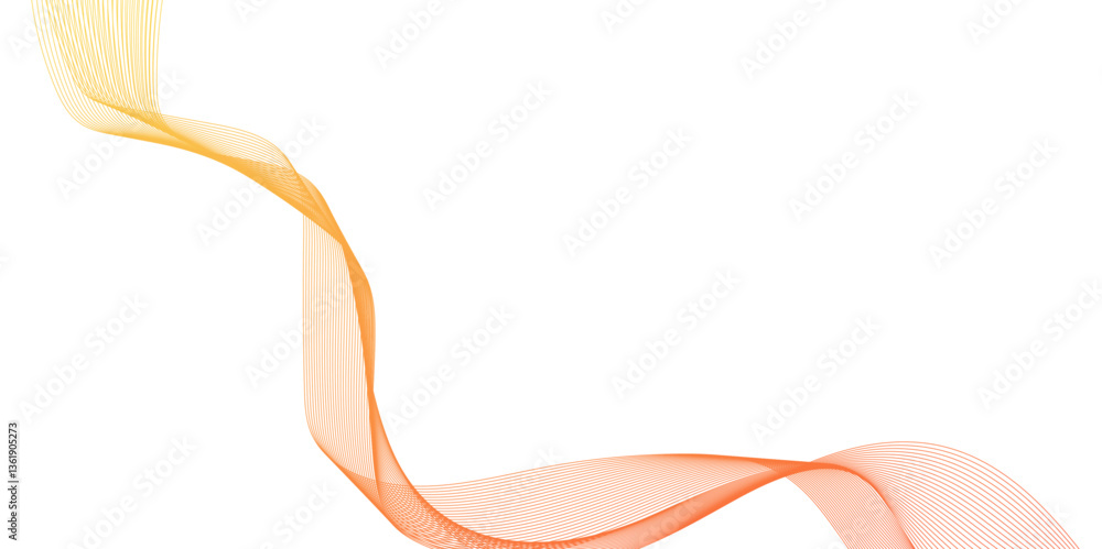 Fototapete abstract orange gold lines flowing across a white background in a smooth, wave like design, abstract