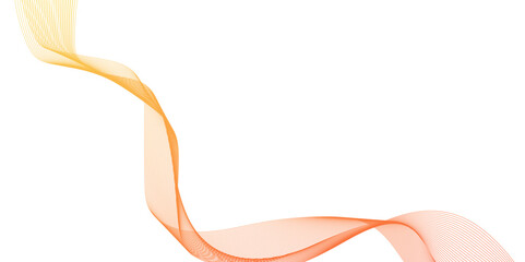 Abstract orange gold lines flowing across a white background in a smooth, wave like design, abstract with dynamic orange waves lines and particles, futuristic technology.