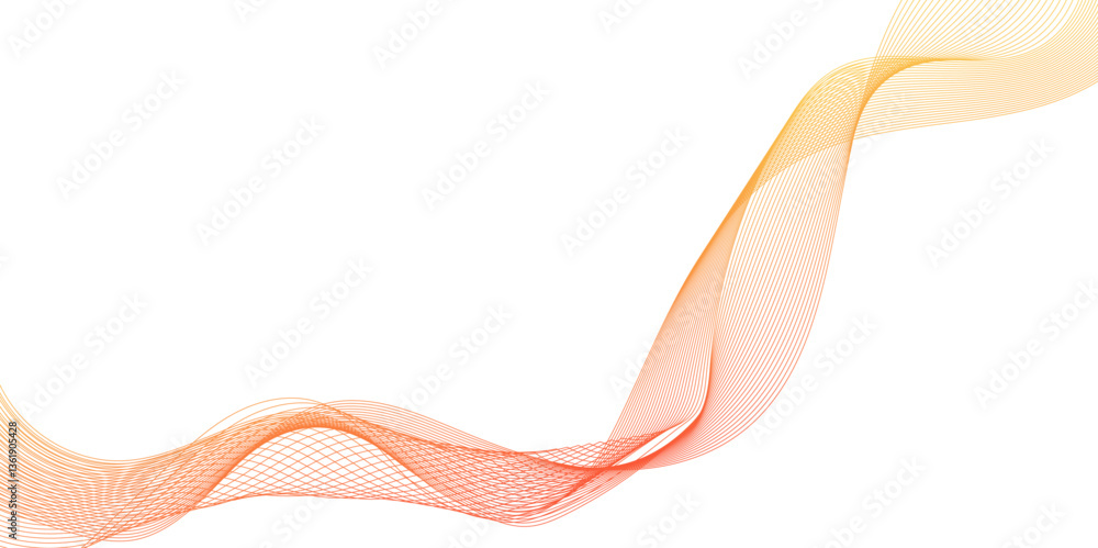 Fototapete abstract orange gold lines flowing across a white background in a smooth, wave like design, abstract