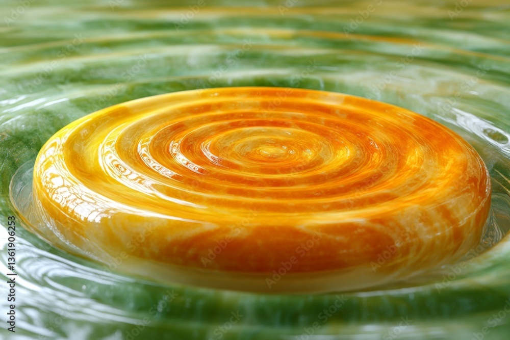 Poster colorful circular pattern in water creating ripples during bright daylight