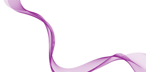 Purple wave line ribbon isolated, wave lines image for decoration design, elegant flowing purple silk fabric with, abstract purple soft light and airy texture creating a graceful abstract wave design.