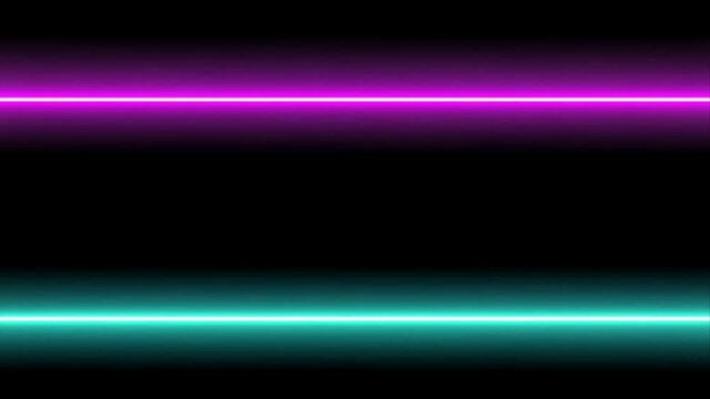 Abstract Neon Lines: A vibrant digital art piece featuring parallel neon lines in teal and purple, set against a stark black background. The image evokes a futuristic and energetic atmosphere.