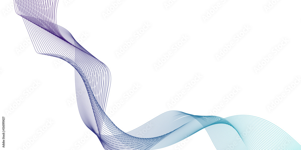 Aufkleber dynamic curved flowing lines abstract background, wave with lines created using blend tool, technolo