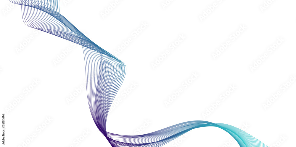 Aufkleber dynamic curved flowing lines abstract background, wave with lines created using blend tool, technolo