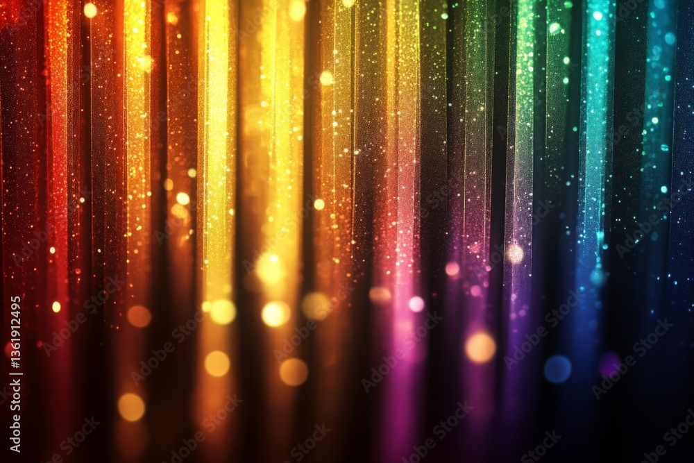 Poster Colorful abstract light pattern with sparkling effects on a dark background during nighttime