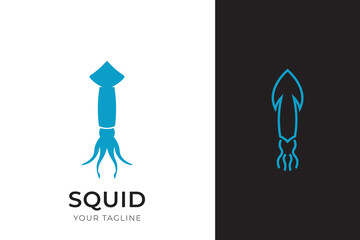 squid logo silhouette design, simple squid logo