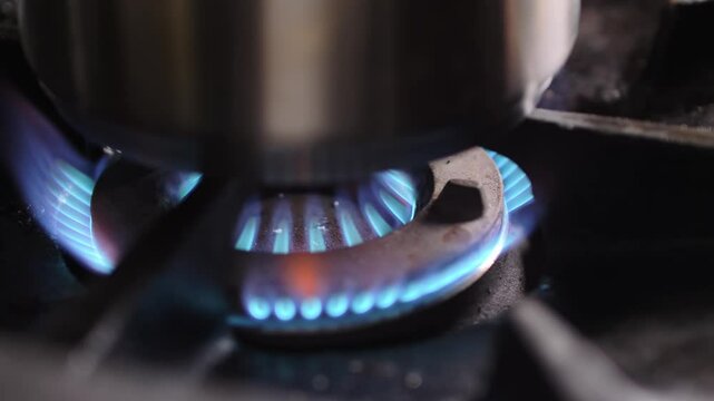 burning gas stove
