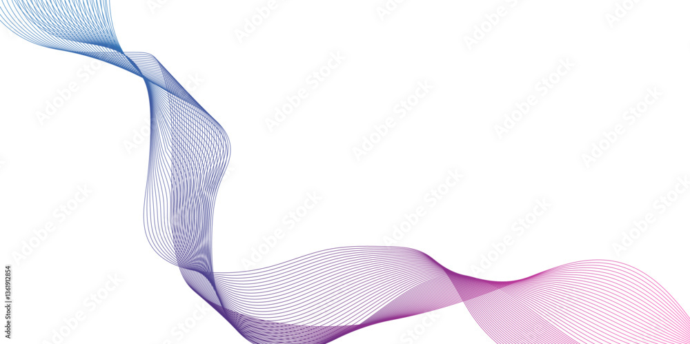 Aufkleber dynamic curved flowing lines abstract background, wave with lines created using blend tool, technolo