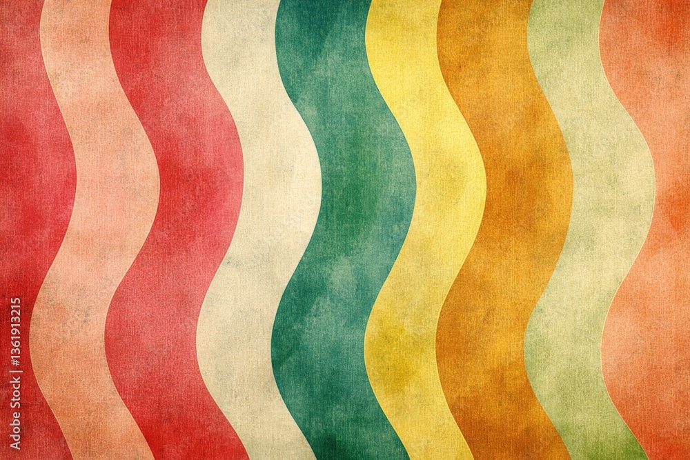 Aufkleber Colorful wavy background design with texture and soft tones in a modern retro style