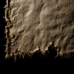 Fototapeta premium Isolated Torn Fabric with Frayed Edges on a Dark Background