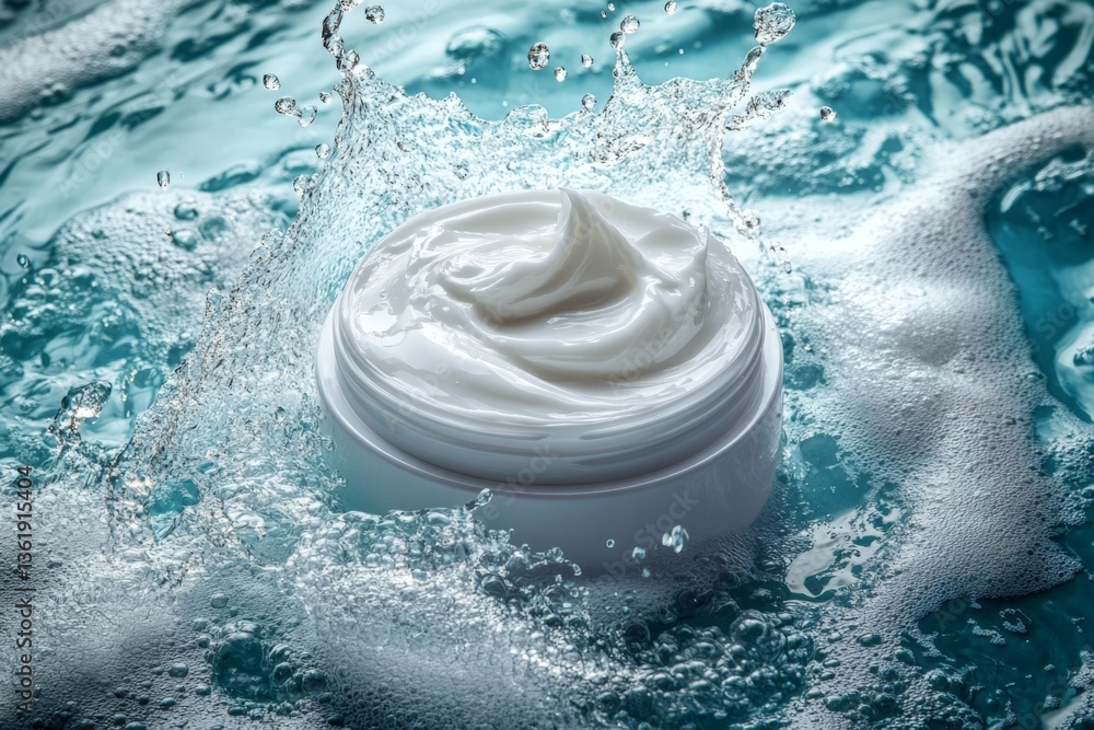 Aufkleber cream splashes in water creating dynamic movement and textures in refreshing setting