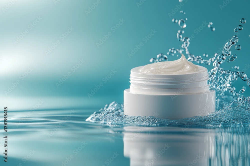 Leinwandbilder moisturizing cream splashes in clear water creating ripples in a serene environment