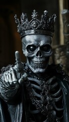 A Grim Skeletal King Commands in Darkness of excellence in splendor beyond compare with grace